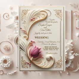 Zacht Goud Barok Grandeur met Tulp Bloemen Wervelt Kaart