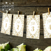 Zacht Goud Glitter Bloemen Kant Bruiloft Tafel Num Kaart