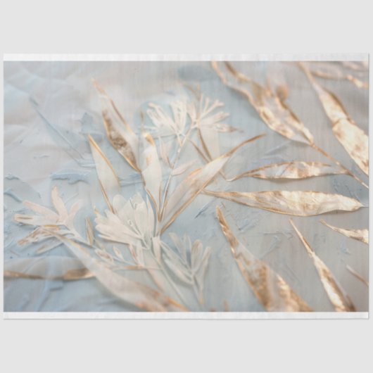 Zacht Goud Wit Botanisch Bloemist Weefsel Papier (Voorkant)