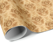Zacht Gouden Damast Bloem Cadeaupapier (Rol Hoek)