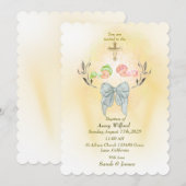 Zacht gouden kruis doop uitnodiging (Voorkant / Achterkant)