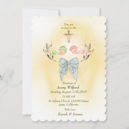 Zacht gouden kruis doop uitnodiging