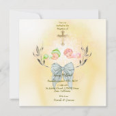 Zacht gouden kruis Doop vlakke uitnodiging (Voorkant)