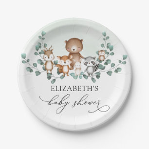 Zacht grasland Woodland Dieren Baby shower Decor Papieren Bordje