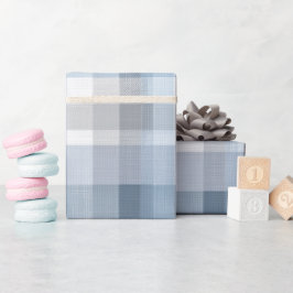Zacht grijs-blauw rustgevend mist geruit patroon cadeaupapier