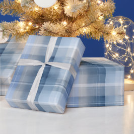 Zacht grijs-blauw rustgevend mist geruit patroon cadeaupapier