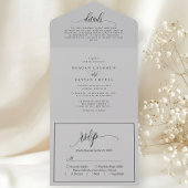 Zacht Grijs Eenvoudig Modern Script All In One Uitnodiging