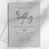 Zacht Grijs Eenvoudig Modern Script Bruiloft Kaart