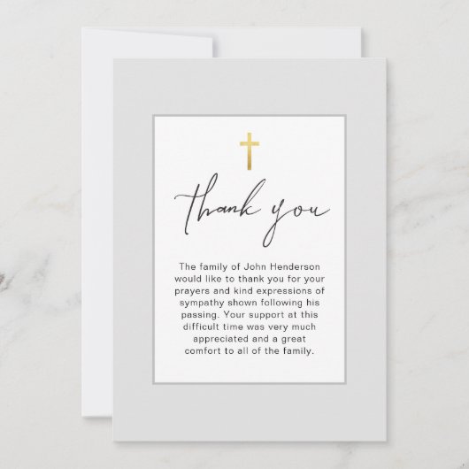 Zacht grijs Eenvoudige begrafenis Dank u kaart (Voorkant)