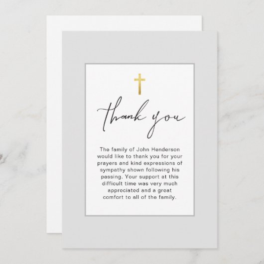 Zacht grijs Eenvoudige begrafenis Dank u kaart (Voorkant / Achterkant)