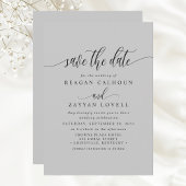 Zacht Grijs Elegante Kalligrafie Sla de datum op Save The Date