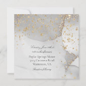 Zacht grijs en glinsterend goud moderne bruiloft kaart (Achterkant)