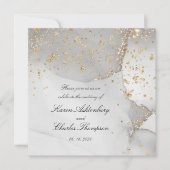 Zacht grijs en glinsterend goud moderne bruiloft kaart (Voorkant)