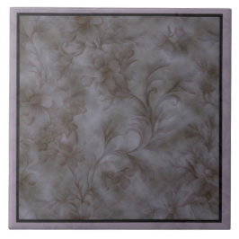 Zacht grijs en lavendel bloemenrol ontwerp tegeltje