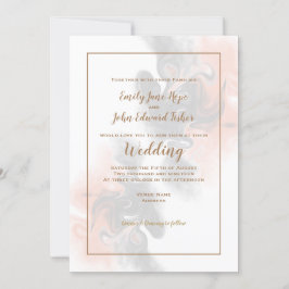 Zacht grijs en perzik werveling/goud typografie br kaart