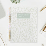 Zacht Grijs en Salie Foliage Aangepaste Naam Planner<br><div class="desc">Op maat ontworpen spiraalplanner met natuurlijk elegant salie-loof patroon met aangepaste naam op een zachte grijze kleur achtergrond.</div>