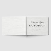 Zacht grijs linnen look met elegante zwarte tekst gastenboek (Volledig)