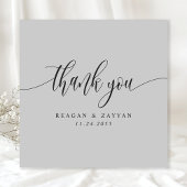 Zacht grijs minimalistisch script bruiloft bedankkaart