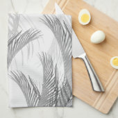 Zacht Grijs Zwart Wit Veer Palm Bliss 1 Theedoek (Quarter Fold)