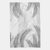 Zacht Grijs Zwart Wit Veer Palm Bliss 1 Theedoek (Verticaal)