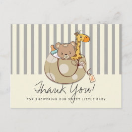 Zacht Grijze Baby Dieren Baby Shower Bedankt Briefkaart