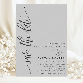 Zacht Grijze Eenvoudige Moderne Script Bewaar De D Save The Date