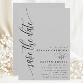Zacht Grijze Eenvoudige Moderne Script Bewaar De D Save The Date