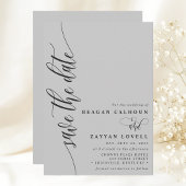 Zacht Grijze Eenvoudige Moderne Script Bewaar De D Save The Date