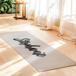 Zacht Grijze En Zwarte Aangepaste Naam Eenvoudig Yogamat