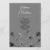 Zacht grijze Floral Waterverf Wedding Programme Programmakaart (Voorkant)