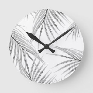Zacht grijze palm laat dromen #1 #tropisch #decor ronde klok