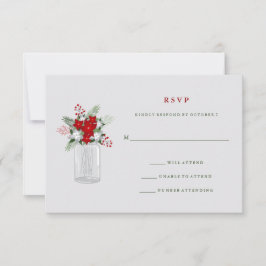 Zacht grijze wintervakantie Mason Jar Wedding RSVP