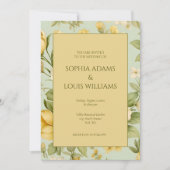 Zacht groen beige bloemen bruiloft uitnodiging (Voorkant)