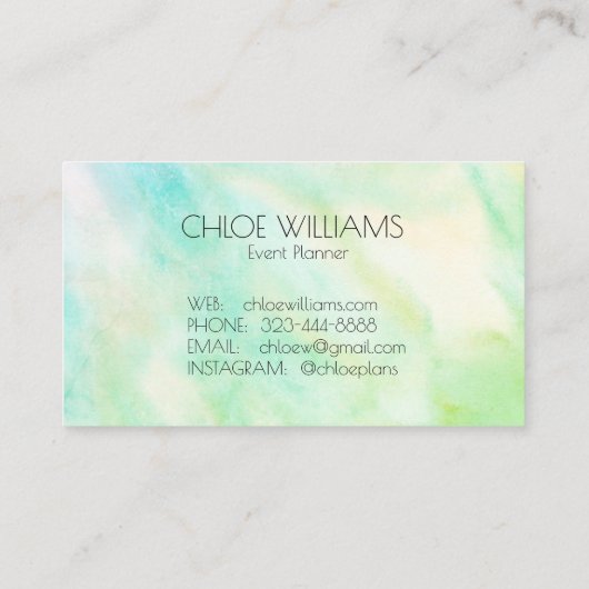 Zacht Groen Blauw het Schilderen Abstracte Waterve Visitekaartje (Achterkant)