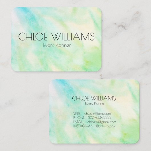 Zacht Groen Blauw het Schilderen Abstracte Waterve Visitekaartje (Voorkant / Achterkant)