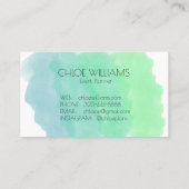 Zacht Groen Blauw het Schilderen Abstracte Waterve Visitekaartje (Achterkant)