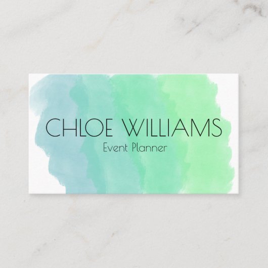 Zacht Groen Blauw het Schilderen Abstracte Waterve Visitekaartje (Voorkant)