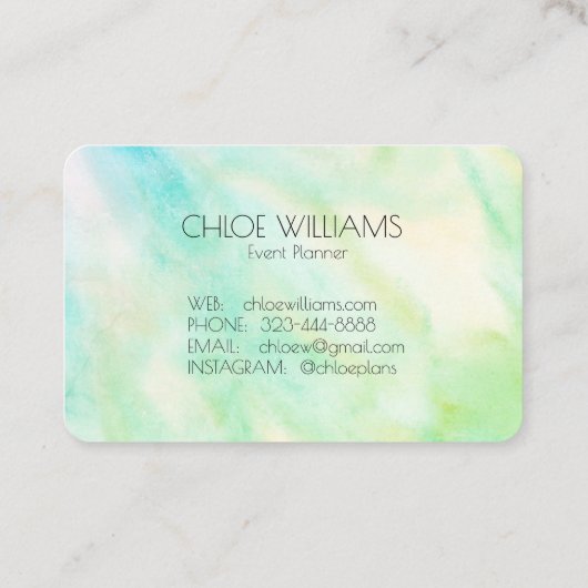 Zacht Groen Blauw het Schilderen Abstracte Waterve Visitekaartje (Achterkant)