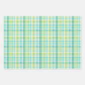 Zacht Groen, Blauwgroen, Blauw, Geel & Wit Plaid Inpakpapier Vel (Voorkant 3)