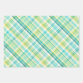 Zacht Groen, Blauwgroen, Blauw, Geel & Wit Plaid Inpakpapier Vel (Voorkant)