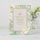 Zacht groen Bloemen Huwelijksuitnodiging Kaart (Staand voorkant)