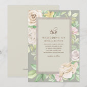 Zacht groen Bloemen Huwelijksuitnodiging Kaart (Voorkant / Achterkant)