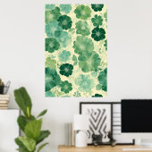 Zacht groen bloemmotief: botanisch poster (Thuiskantoor)