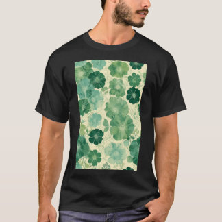 Zacht groen bloemmotief: botanisch t-shirt