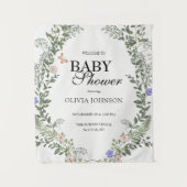 Zacht Groen Boho Bloemen Genderneutraal Baby showe Wandkleed (Voorkant)