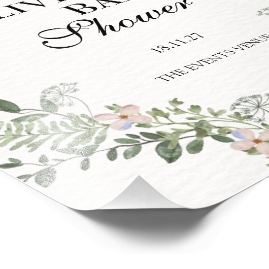 Zacht Groen Boho Genderneutraal Baby shower Poster (Hoek)