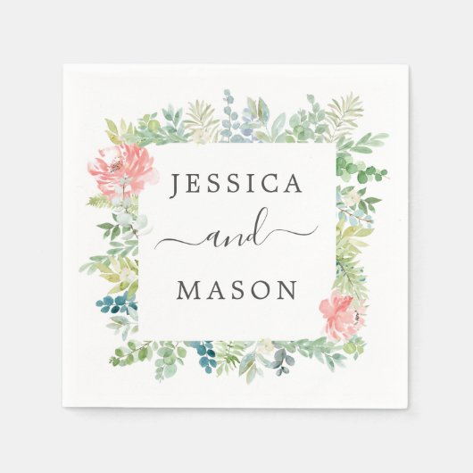 Zacht groen bruiloft cocktail servet (Voorkant)