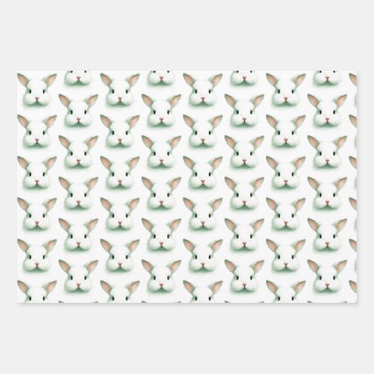 Zacht groen Bunny Waterverf inpakpapier (Voorkant)