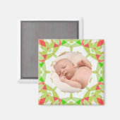 Zacht Groen Custom Christmas Photo Afbeelding Magneet (Voorkant / Achterkant)