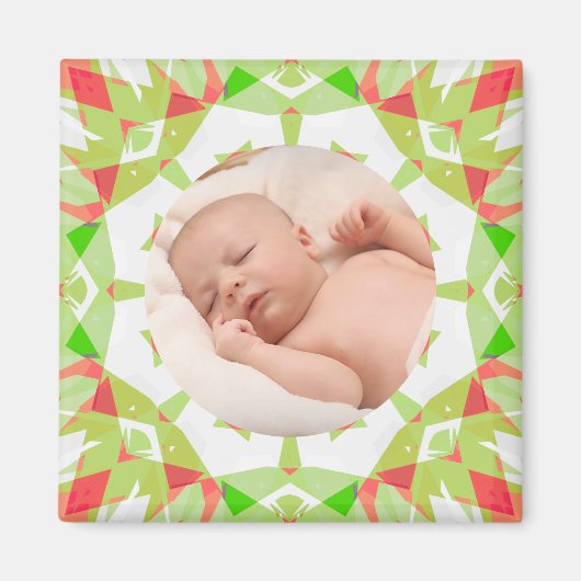 Zacht  Groen Custom Christmas Photo Afbeelding Magneet (Voorkant)